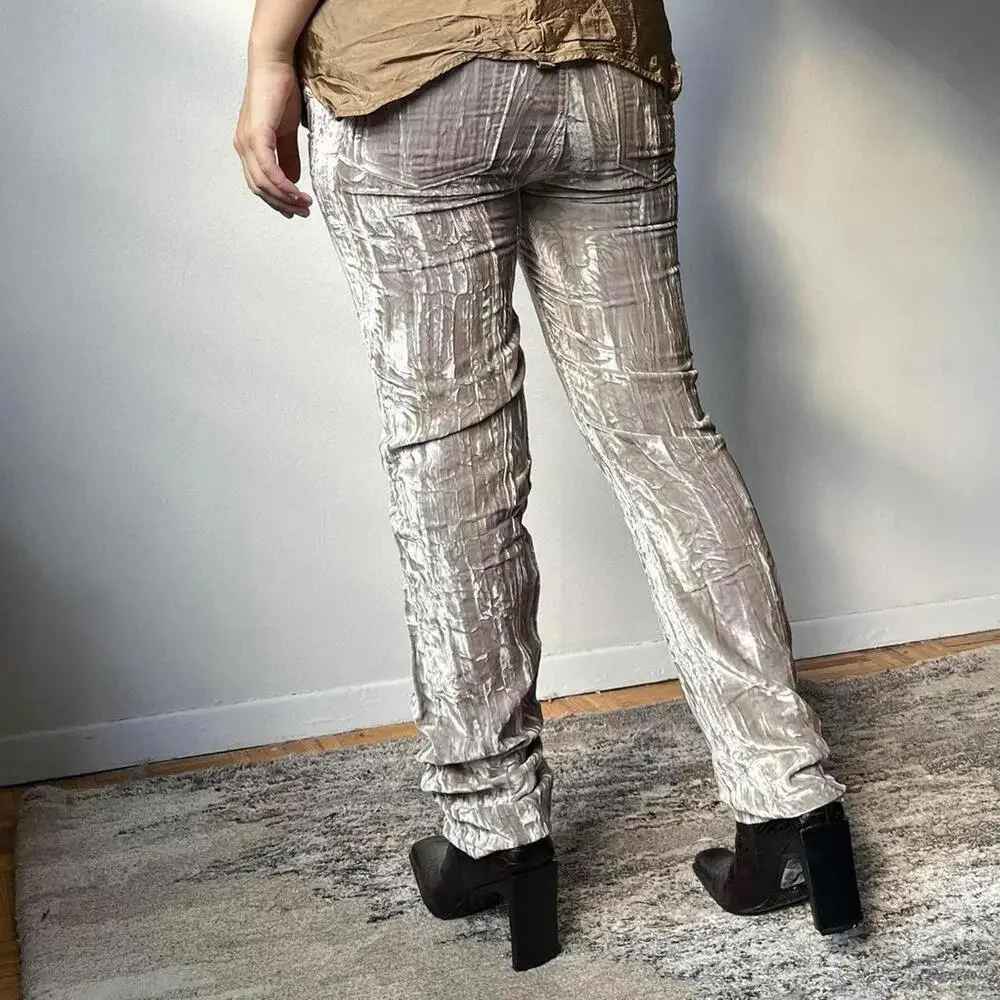 Deadstock 90s DKNY cream velvet pants - Picture 6 of 7